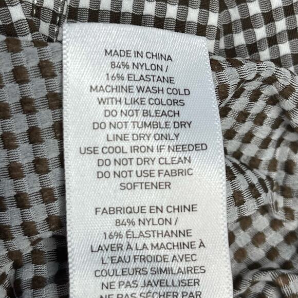 Rhone Brown Gingham Casual Button Down stretch commuter Shirt Slim Fit size M - Picture 7 of 11